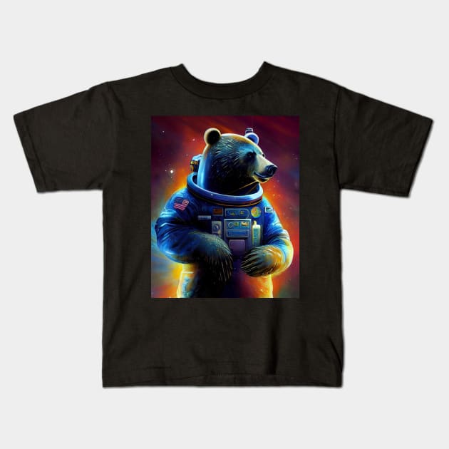 Daddy Bear In Space Kids T-Shirt by CreativeDesignsx